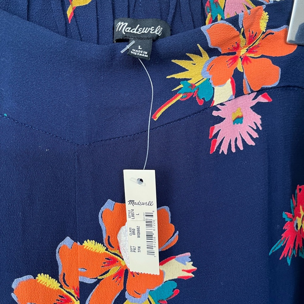 NWT Madewell Navy Floral Pants - Picture 4 of 7